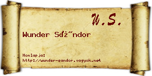Wunder Sándor névjegykártya