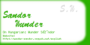 sandor wunder business card